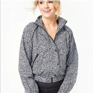 Anthropologie All Fenix Allfenix White Black Leopard Crop Jacket Size XS NWT